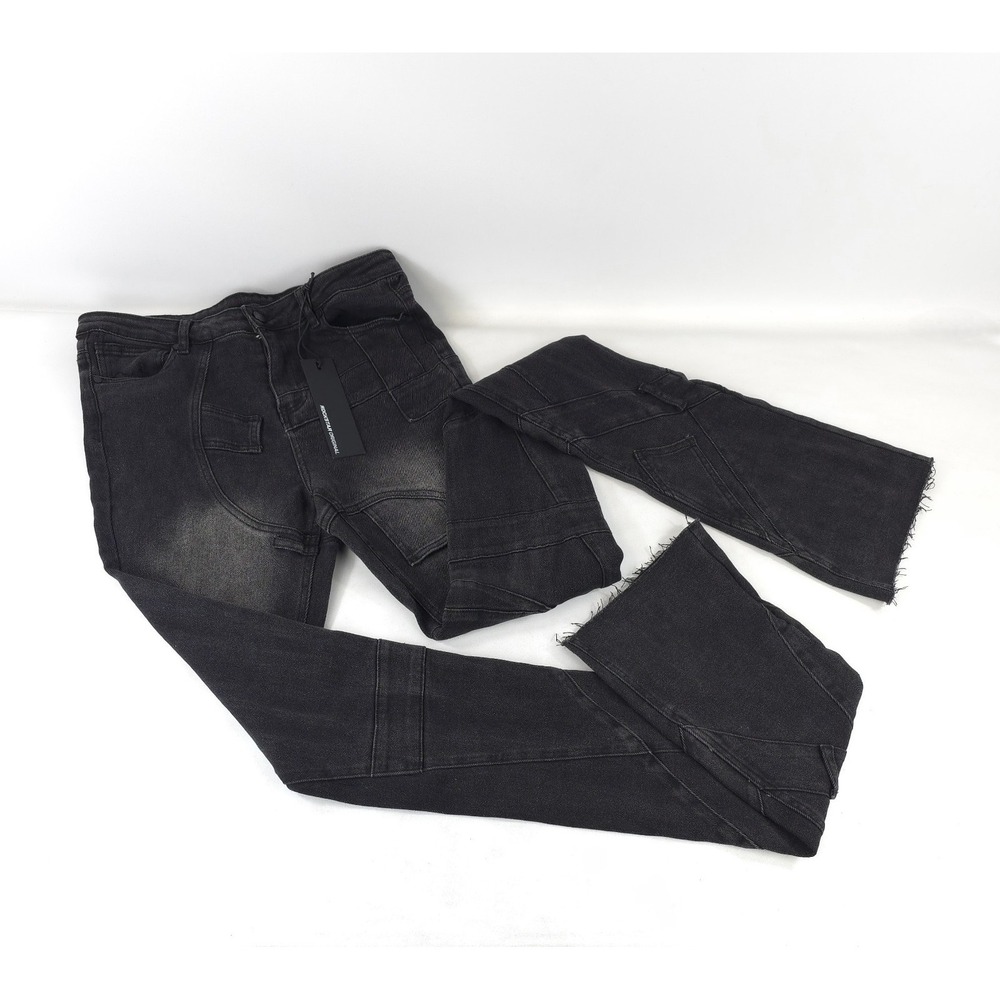 Rockstar Original Jeans XL Wynter Black Super Stacked Flare Cargo Pockets NWT - Picture 5 of 13